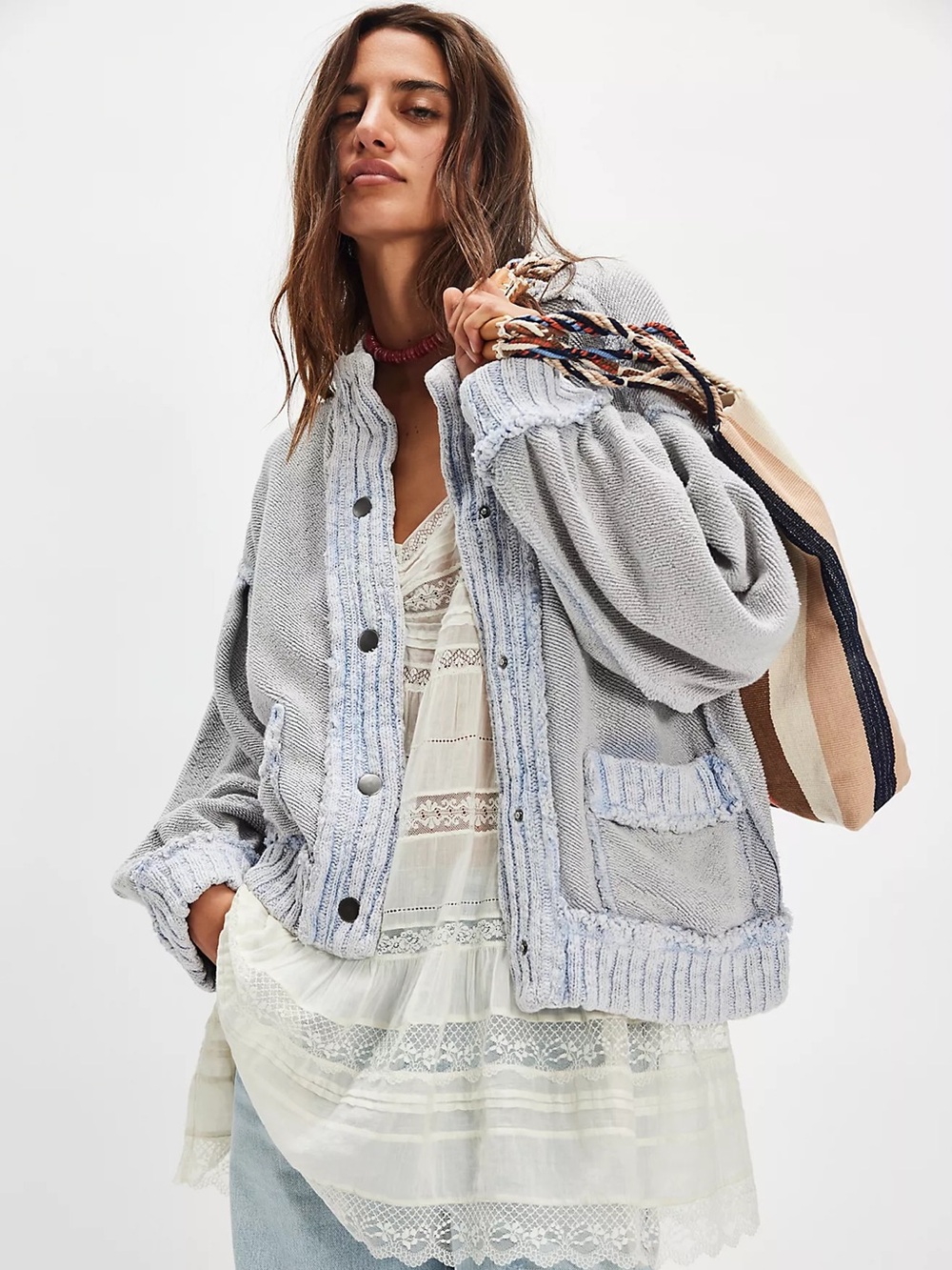We The Free Cute In This Cardi Quiet Grey